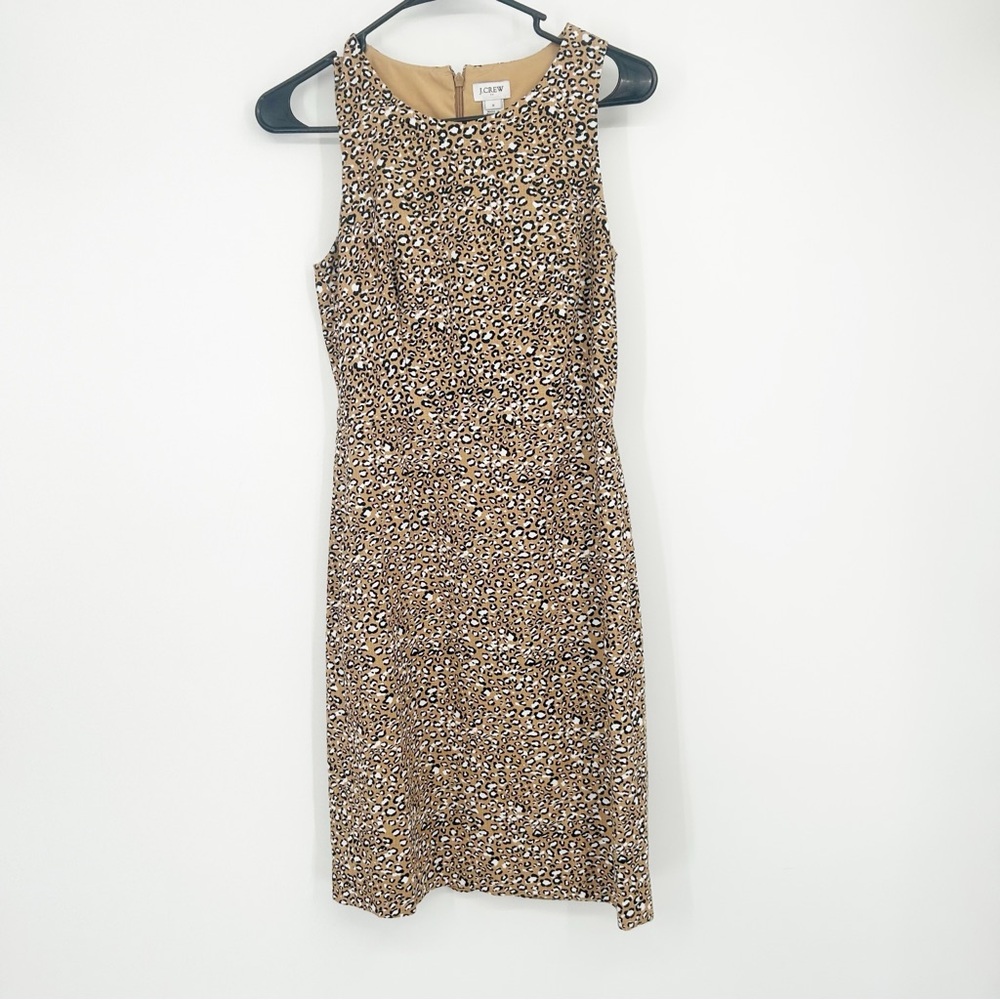 J. Crew Factory Leopard Cheetah Print Basket Weave Sheath Sleeveless‎ Dress Sz 0